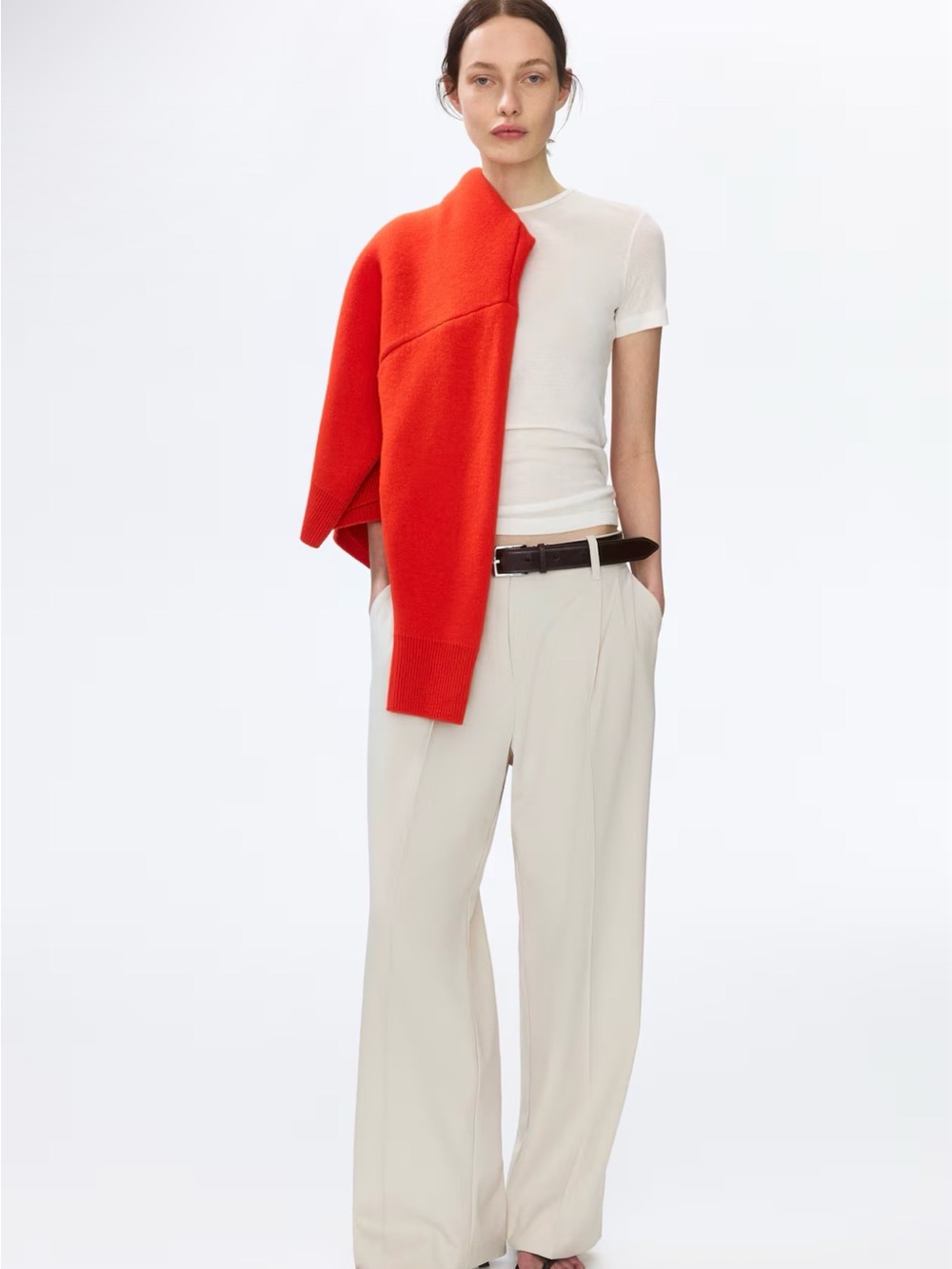 H&M Cream Wide-Leg Trousers